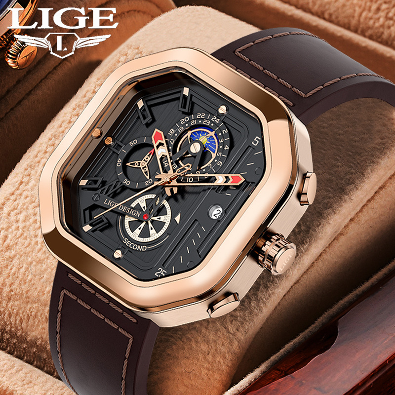 Cross-border new fashion personality prismatic large dial multi-function quartz watch men's watch high-value domestic wrist watch