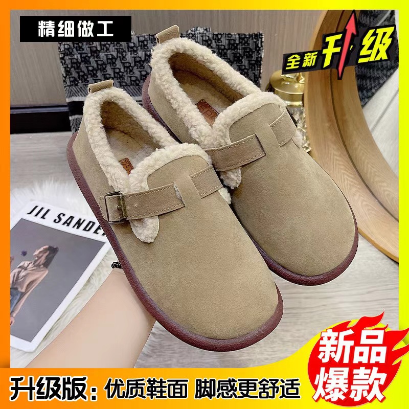 Picture of Women's Winter Trendy Versatile Birkenstock-Style Slip-On Soft-Soled Slippers Non-Slip Loafers Wholesale
