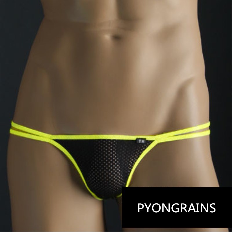 Men's Breathable High Elastic Large Mesh Single Thong Men's Sexy T-pants Large Mesh Hole Sexy Comfortable Color Matching