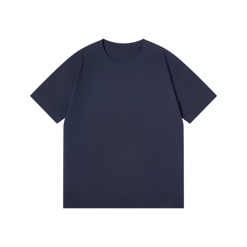 Picture of Japanese Style 230g Pure Cotton Short-Sleeved T-Shirt Women's Right Shoulder Round Neck Top Pure Color Half-Sleeved Bottoming Shirt Clothes Men's Wholesale