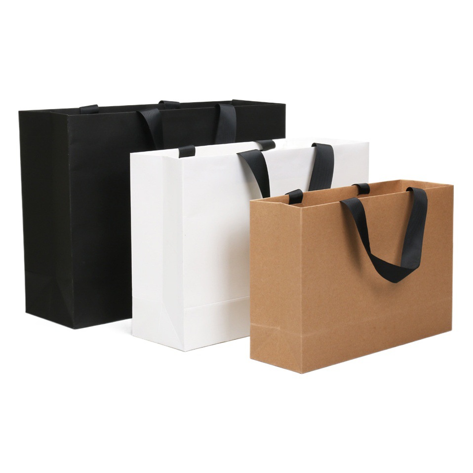 Gift Paper Bag Blank Clothing Handbag Kraft Paper Handbag Thread Rope Enterprise Advertising Bag Printing