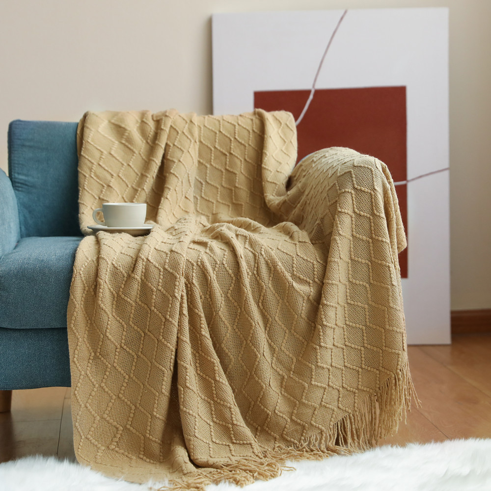 Picture of INS Sofa blanket Cover blanket Knitted Small blanket Diamond Nap blanket Air-conditioning blanket Bed Cover blanket Lunch Break blanket
