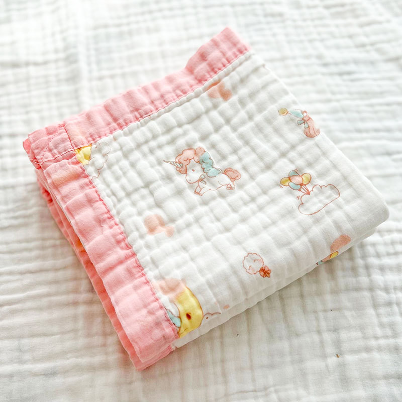 Picture of 6 layers of cotton gauze newborn wrapping towel bath towel wholesale printed wide side kindergarten children's blanket soft bath towel