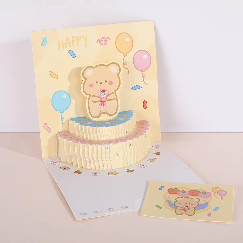 Picture of New ins three-dimensional birthday cake greeting card cute creative folding 3D blessing diy handmade gift blessing card