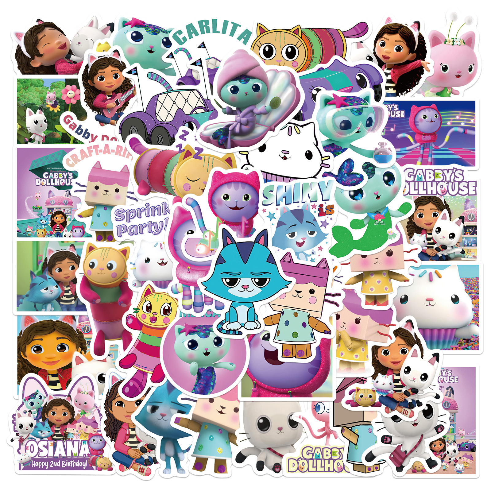 50 pieces of doll house stickers with cartoon cover pen luggage laptop waterproof personalized decorative DIY stickers