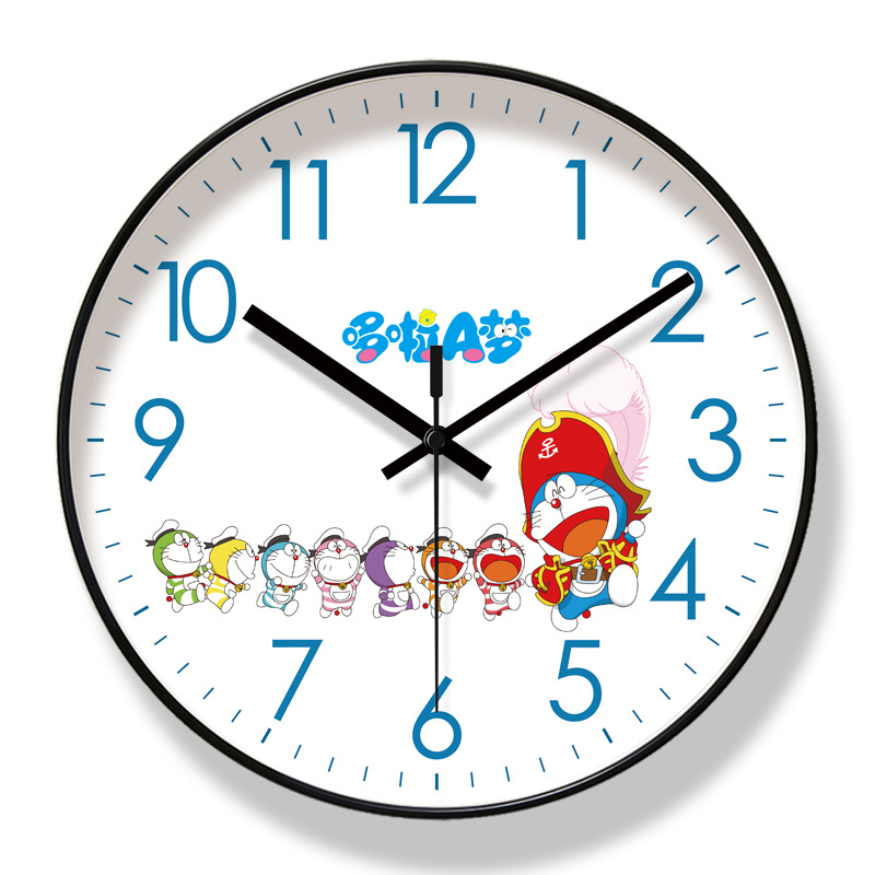 Picture of Ipura 6821 Children's Cute Fresh Wall Clock Living Room Clock Doraemon Early Education Clock Mute Seconds Sweeping Quartz Clock