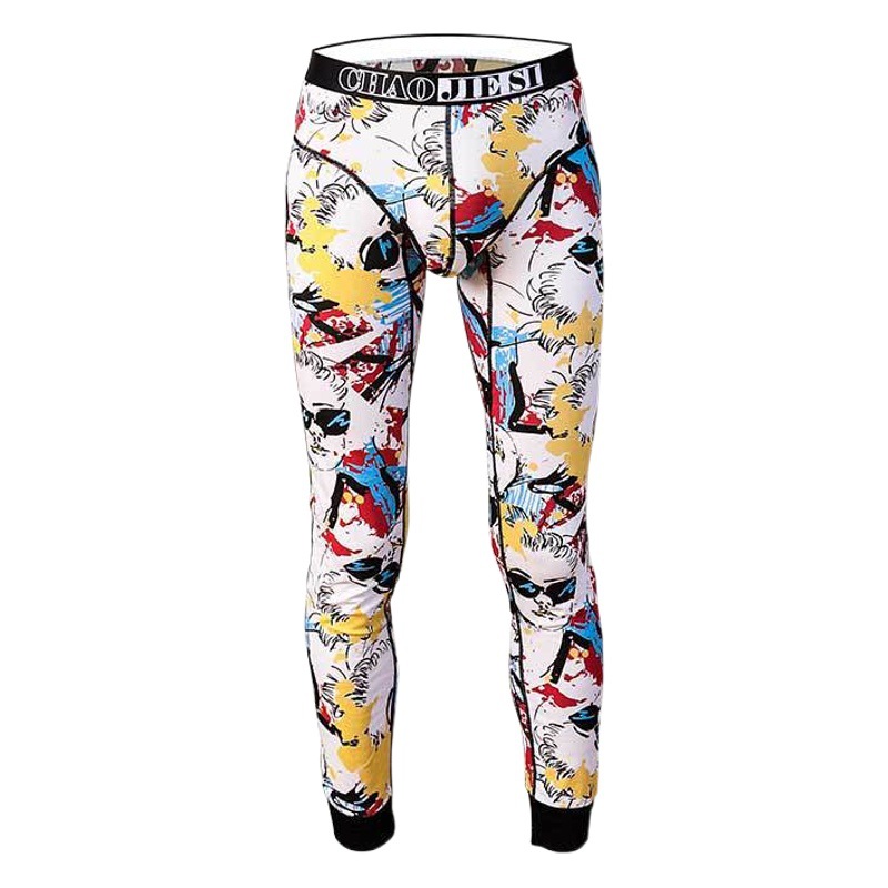 Men's long johns warm pants thin personalized youth bottoming line pants slim pants winter trendy cotton wool pants