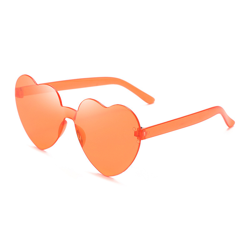 Picture of New love sunglasses jelly color frameless heart-shaped conjoined glasses dazzling color heart sunglasses