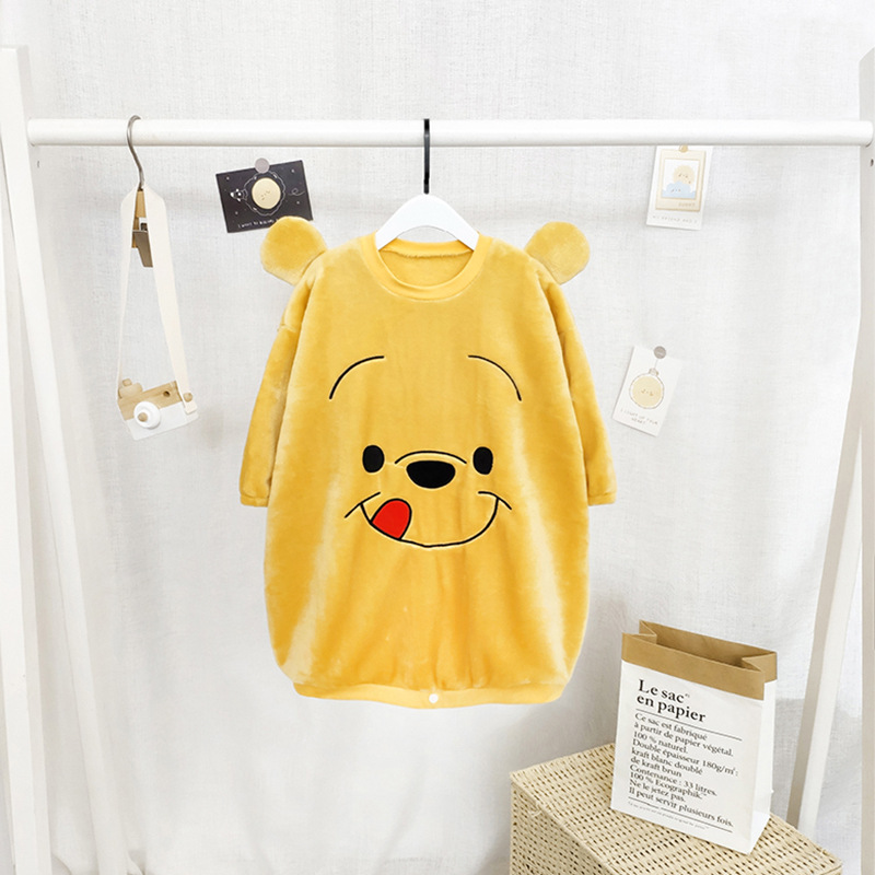 Picture of 10-30kg Middle and Large Children Can Open Button Anti-Kick and Anti-Cold Sleeping Bag Primary School Dormitory Autumn and Winter Coral Velvet Thermal Robe