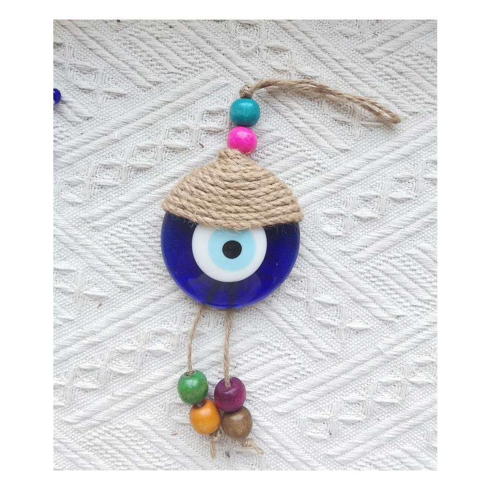 Cross-border foreign trade sources Turkey blue eye pendant handmade twine weaving devil's eye wall ornaments colored beads hanging ornaments