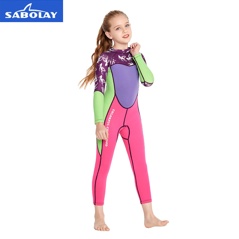 Picture of Autumn and Winter Children's 2MM Thickened Girls' Long Sleeve Swimwear Sunscreen Cartoon Surfing Children's Swimsuit Diving Suit