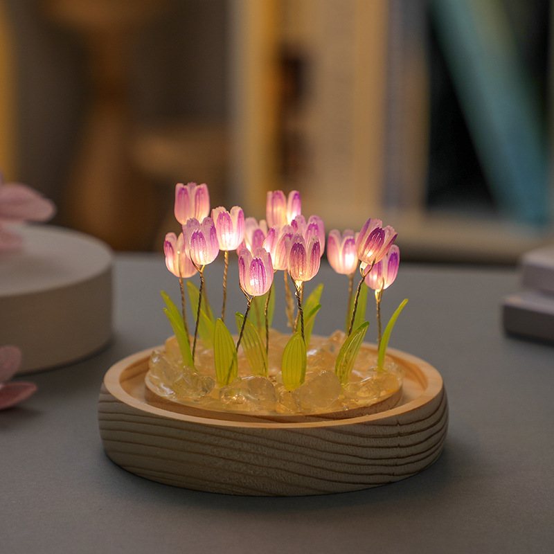 Picture of Tulip Night Light Handmade DIY Material Kit Creative Desktop Atmosphere Lamp Ornament Gift for Girls Mid-Autumn Festival Gift