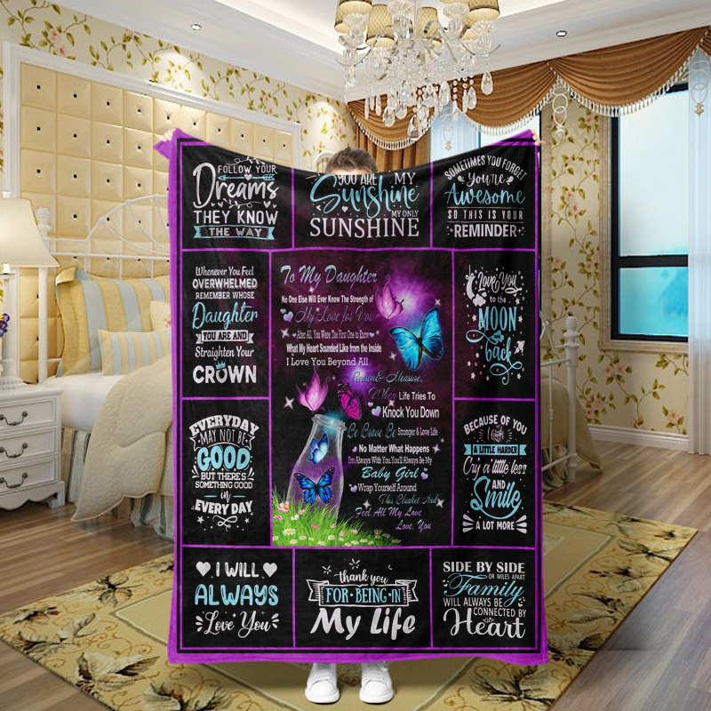 Picture of Family love teachers and students girlfriends love message flannel blanket summer air conditioning blanket autumn and winter nap printing blanket