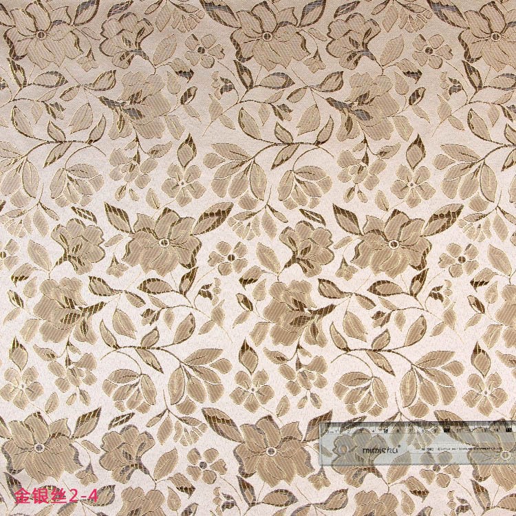 Picture of Autumn Ready-Made Beige Decorative Cloth Woven Jacquard Cloth for Bags and Placemats Made of Polyester Gold and Silver Silk Cloth