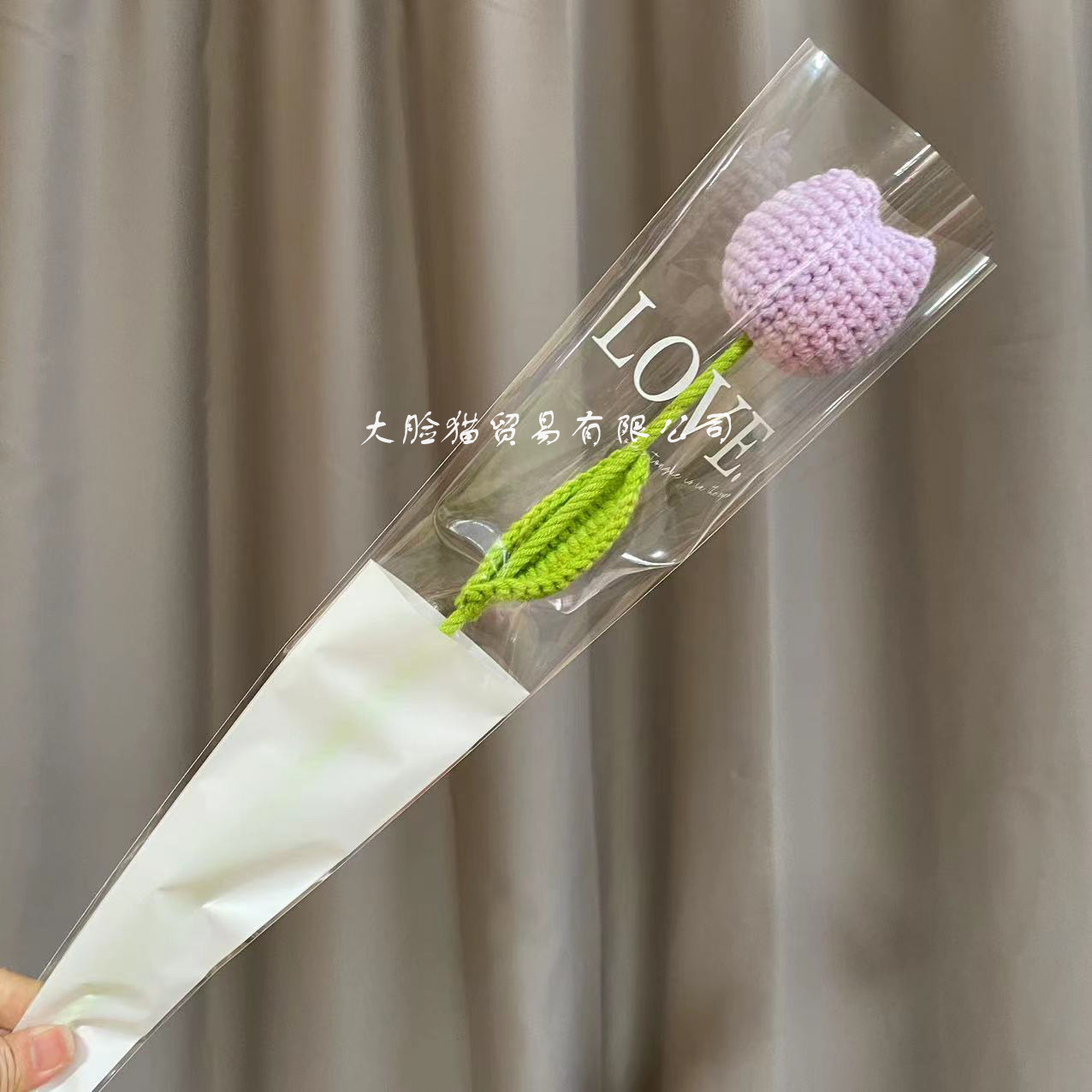 Picture of Finished Hand-Knitted Rose Artificial Flower Knitting Flower Handmade Flower DIY Wool Knitting Homemade Crochet Bouquet