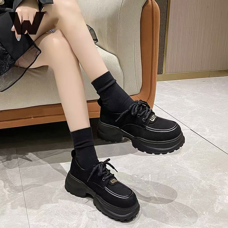 Single Boots 2024 Spring and Autumn New Women's Heightened British Fan Car Boots Short Boots Small Thick Bottom Martin Boots