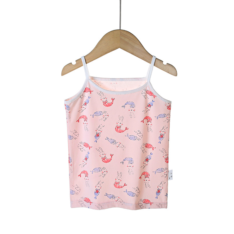 Picture of Y Autumn/Winter New Pure Cotton Girls' Camisole Cartoon Undershirt for Baby Girls, Mid-To-Large Children's Belly-Protecting Underwear Homewear