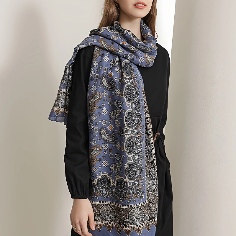 Picture of Small Large Scarf Autumn and Winter Women's Cotton and Linen Scarf Summer Lunch Break Air-conditioning Room Shawl Dual-use Travel Scarf Fashion