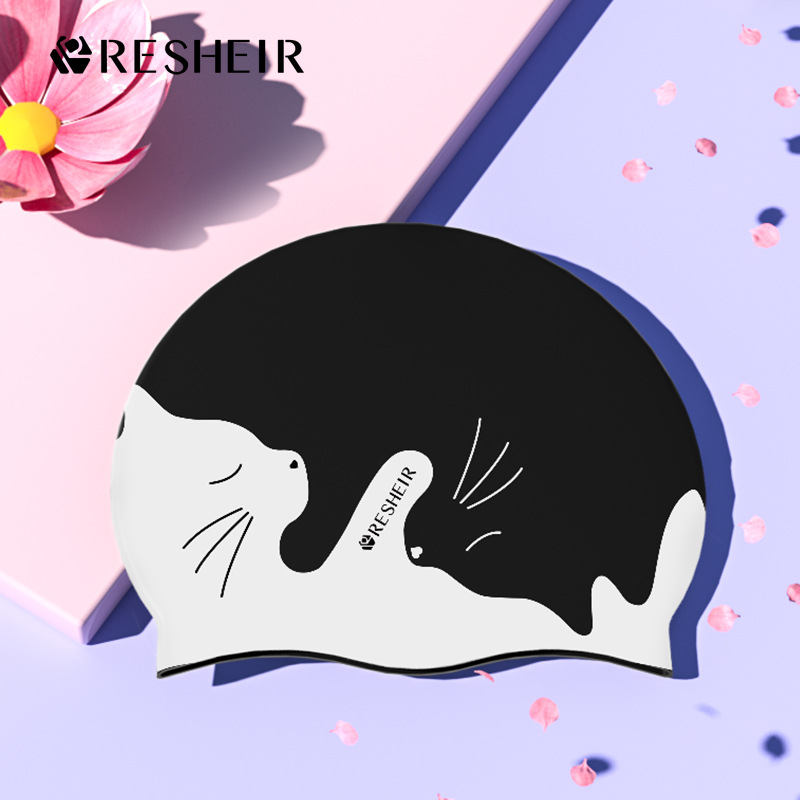 Picture of Professional swimming cap silicone women's waterproof ear protection long hair special adult plus size non-tightening men's fashion swimming cap