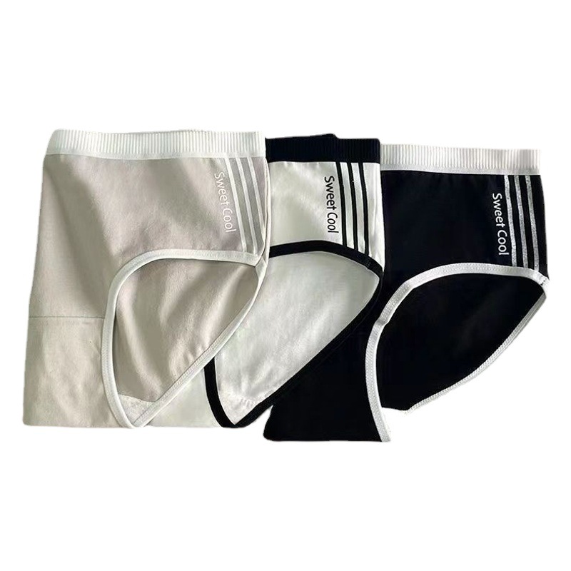 Japanese pure cotton underwear women's breathable sports style solid color girl's underwear girl's mid-waist briefs wholesale