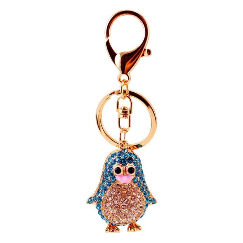 Creative Cute Diamond Cartoon Penguin Car Keychain Women's Bag Metal Pendant Animal Key Chain Gift 250