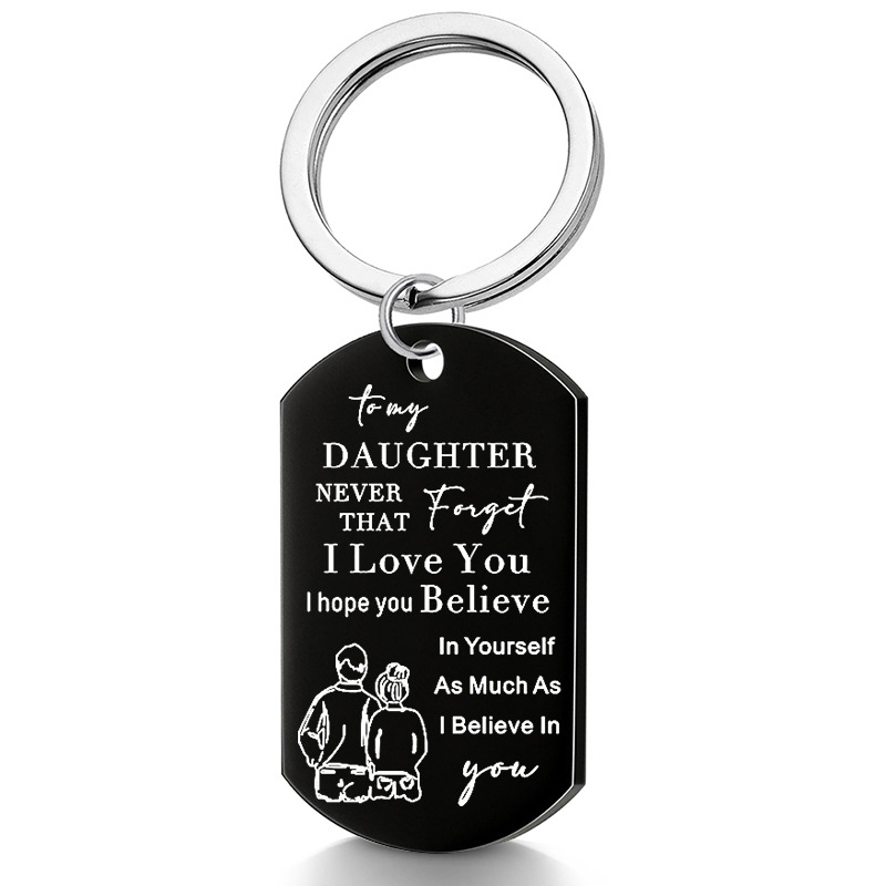 Picture of European and American jewelry stainless steel keychain necklace TO MY DAUGHTER as a gift from father TO DAUGHTER