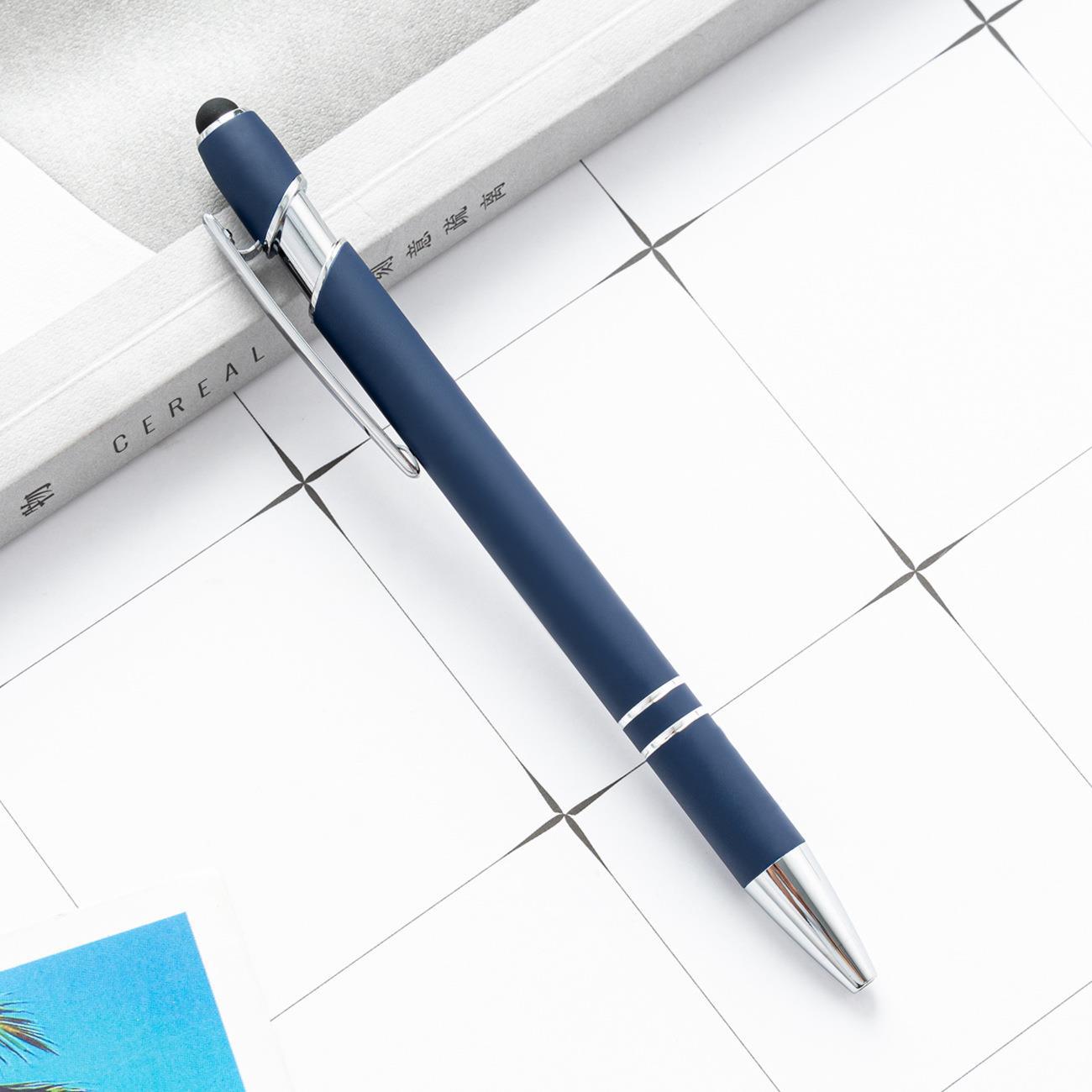 Picture of Spot press pen metal aluminum rod spray glue Press Ball Pen wholesale printable logo aluminum rod touch screen pen