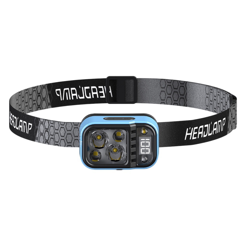 Cross-border new LED induction headlamp TYPE charging with power display outdoor running lighting fishing headlamp
