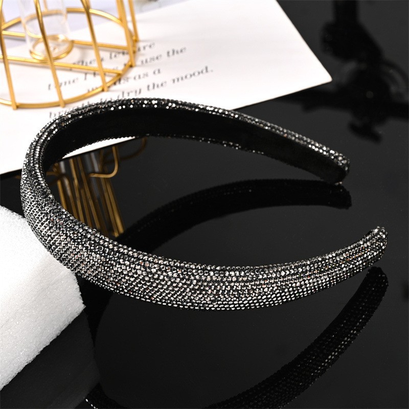 Picture of New cross-border European and American full diamond headband rhinestone sponge with net red trendy hair accessories women's hair band hair accessories