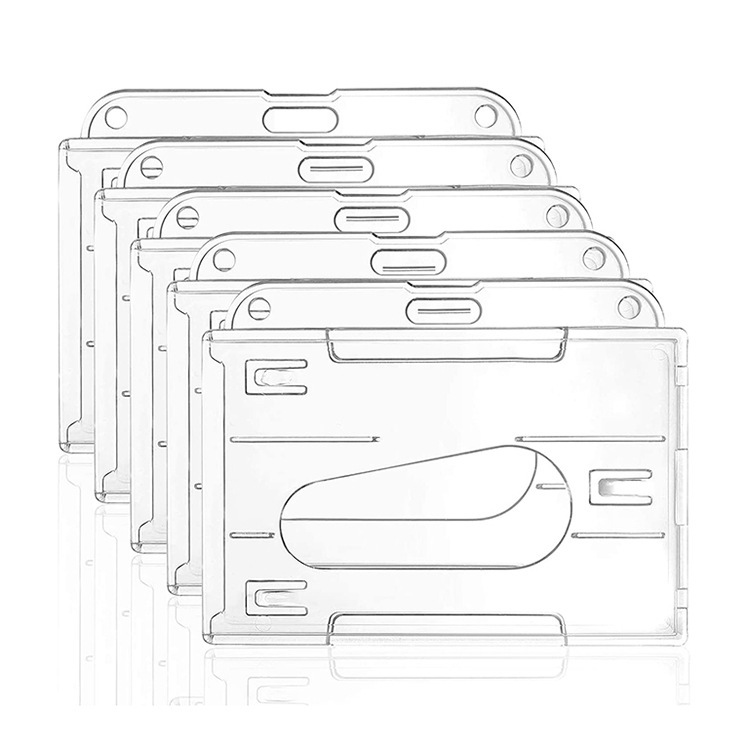 Amazon hot-selling horizontal with thumb slot card set PC plastic transparent frosted ABS ID card set PS badge