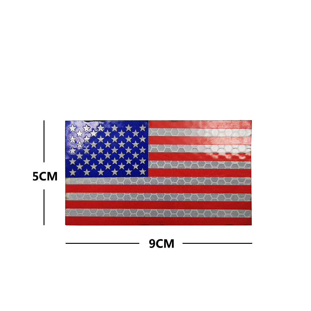 Picture of Haike Outdoor Infrared Reflection US Flag Velcro Laser Cutting Red and Blue Line Stars and Stripes Flag Bag with Stamps M00004
