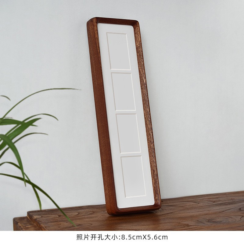 Picture of Solid Wood Photo Frame with Mortise and Tenon Joints, Long Strips with Rounded Corners and Beveled Edges, Combination Wedding Couple Desktop Creative Display Stand Wholesale Wedding Picture Frame