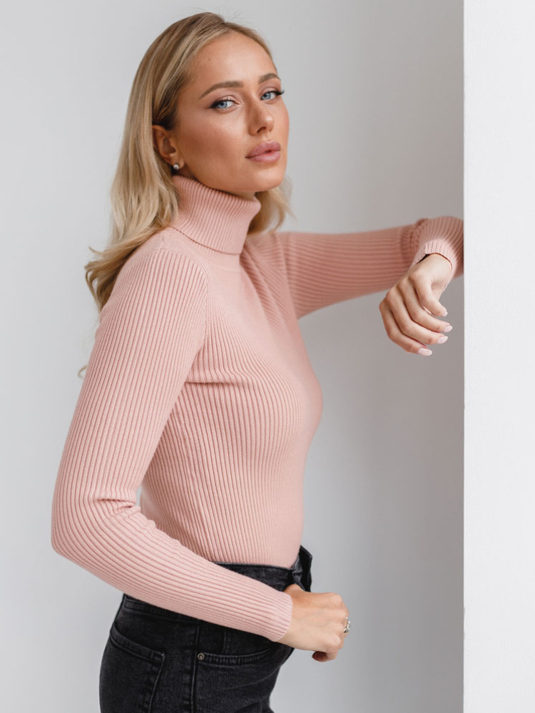 Picture of Cross-Border Turtleneck Knitwear Knitted Bottoming Shirt European and American 2025 Amazon Autumn Knitwear Turtleneck Pullover Knitwear for Women