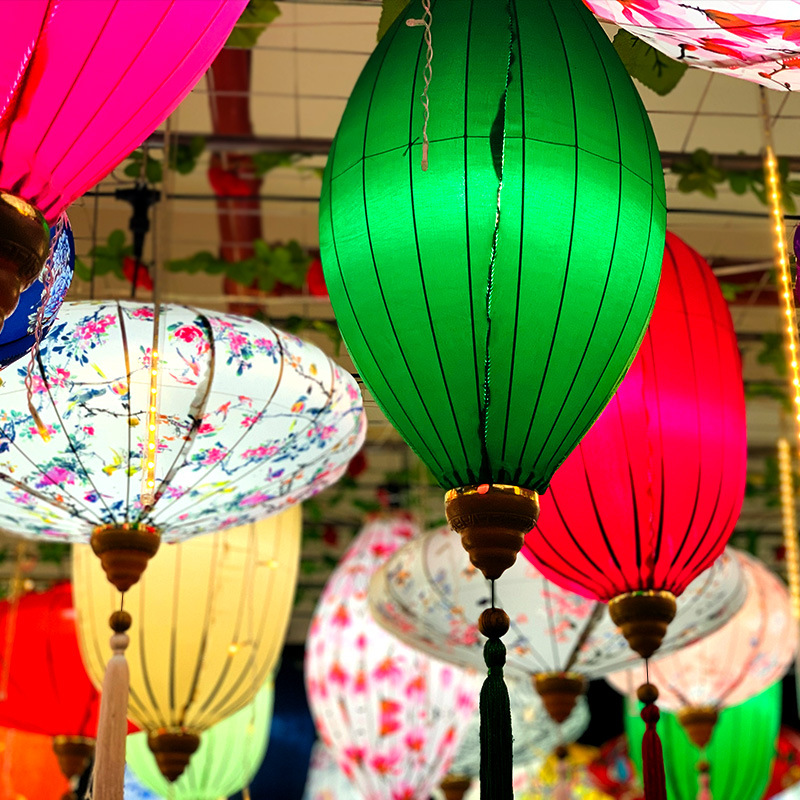 Picture of New Chinese style fabric olive lantern National Day wedding palace lantern waterproof Vietnamese lantern outdoor antique decorative lantern
