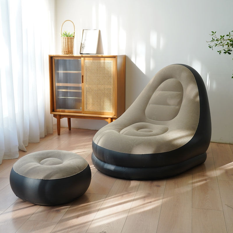 Inflatable Flocking Sofa Pedal Two-piece Set Lazy Leisure Nap Portable Tatami Creative Outdoor Camping Sofa
