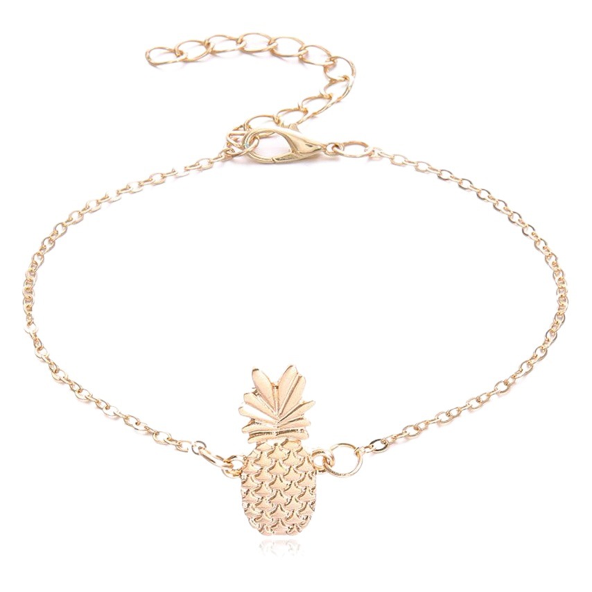 European and American Popular Cross-Border Supply Cute Cut Out Three-Dimensional Pineapple Anklet Alloy Fruit Anklet Foot Bracelet