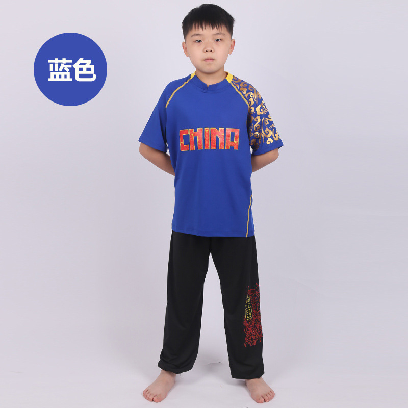 Picture of New Autumn and Winter Long Short-sleeved Crewneck High-elastic Sweat-wicking Chinese Red Martial Arts Suit Training and Competition Suit Logo Printing and Embroidery