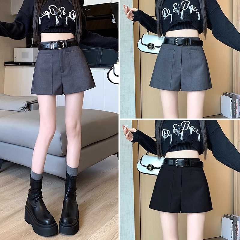 Suit Shorts Autumn and Winter 2025 New Gray Wide-Leg Pants Women's High-Waisted A-Line Slimming Look Bottoming Straight Boots Pants