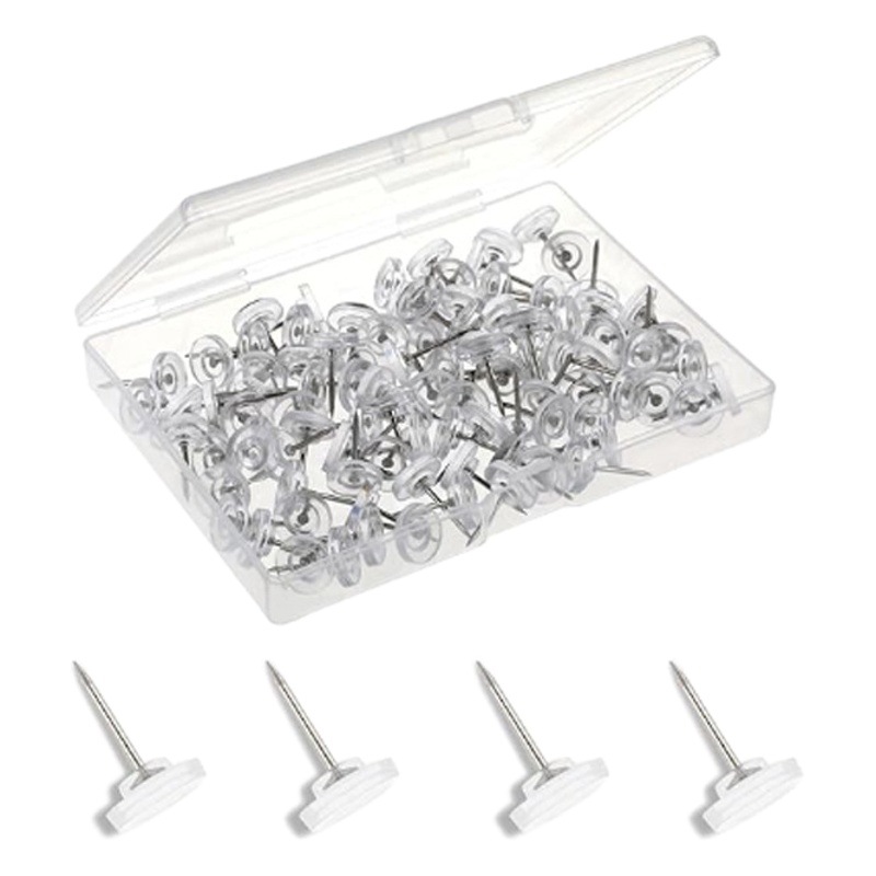 Transparent flat round I-nail boxed creative cork board painting plastic push nail in stock wholesale