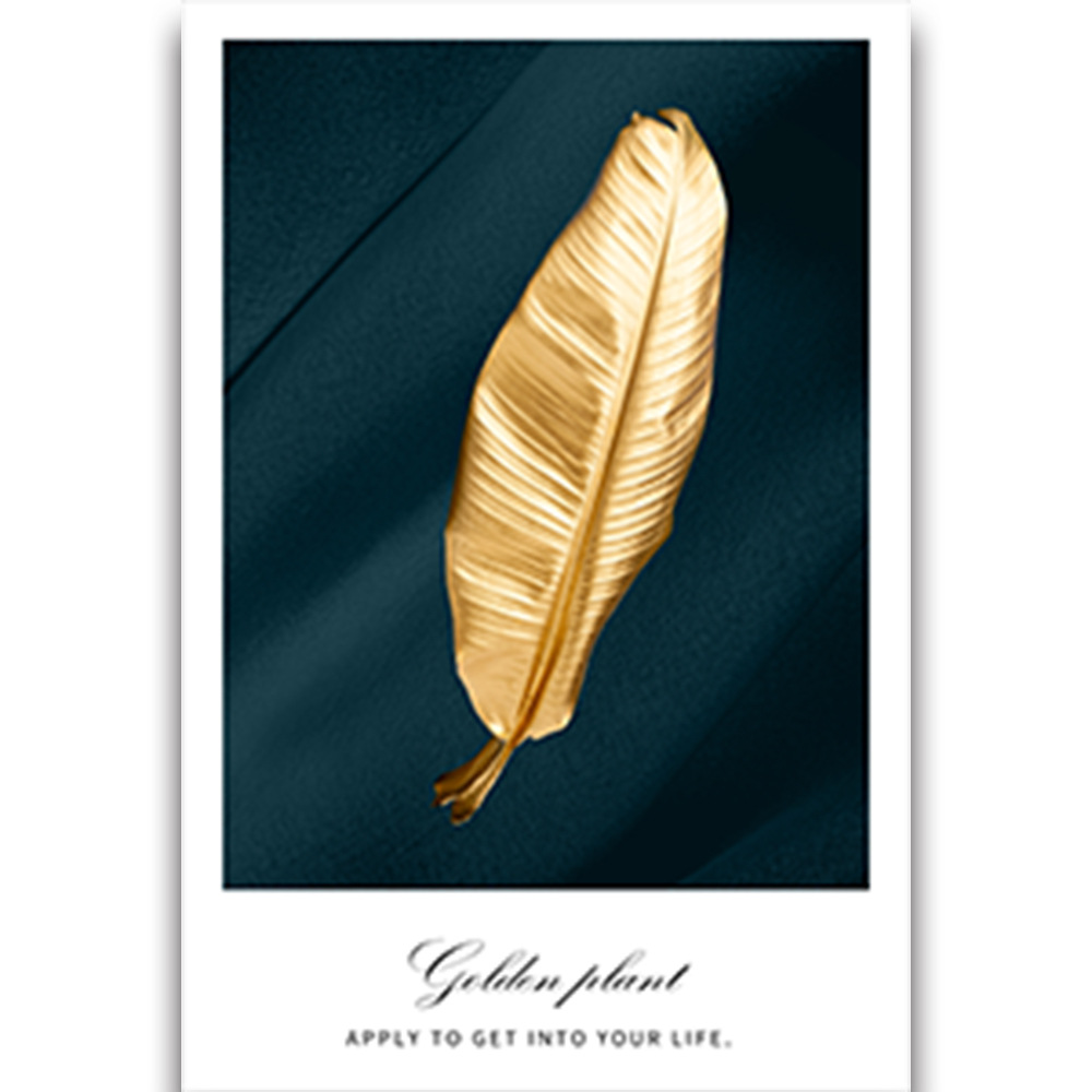 Picture of Source Factory Black Gold Leaves Living Room Hanging Painting Nordic Landscape Canvas Core Wholesale Abstract Restaurant Decorative Painting