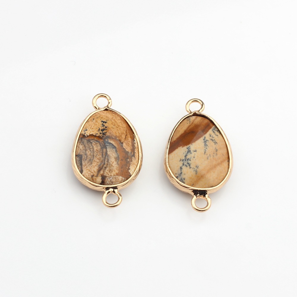 Picture of Cross-border hot selling new natural stone pendant copper wrapping cut-shaped double hanging pendant wholesale