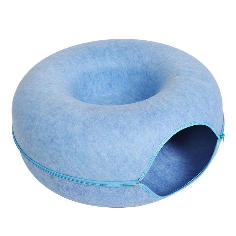 Picture of Removable felt board cat nest universal zipper tunnel summer donut cat sleeping wholesale felt toy