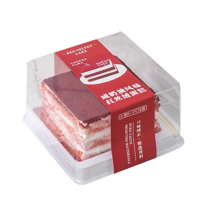 Picture of Red Velvet Cake Black Forest Packaging Box Anti-fog Transparent Cake Blister Box Cut Box Baking Packaging Packaging Box