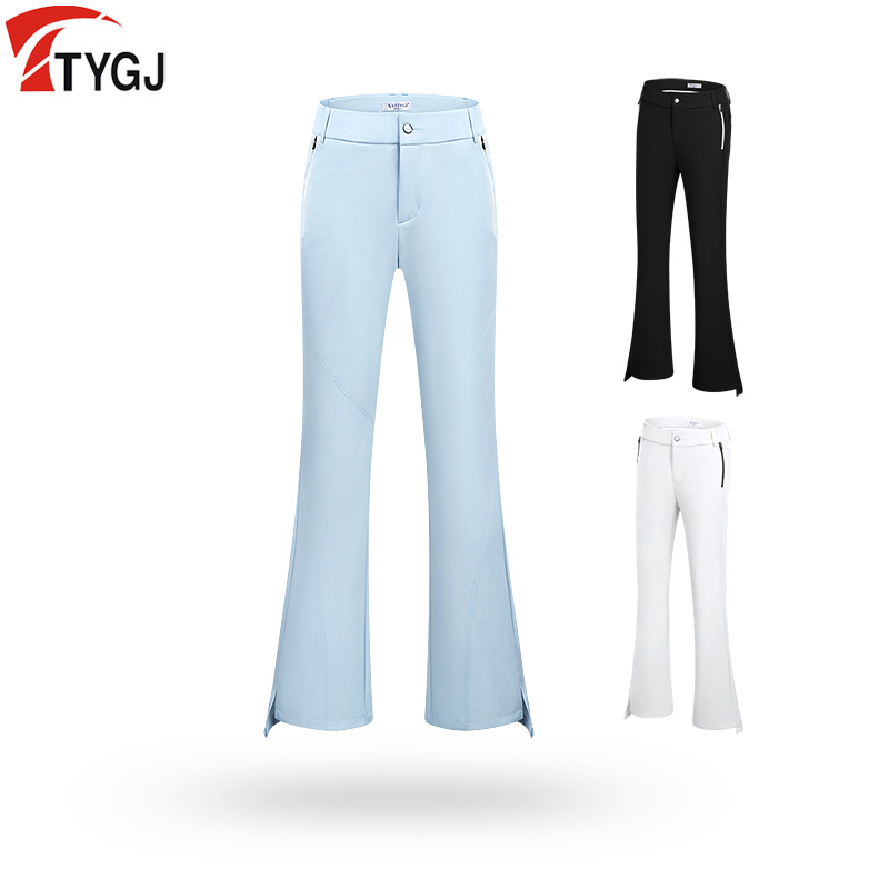Women's Golf High-Waisted Flared Pants Korean Style Golf Cropped Casual Sports Pants Quick-Dry Slimming Pants