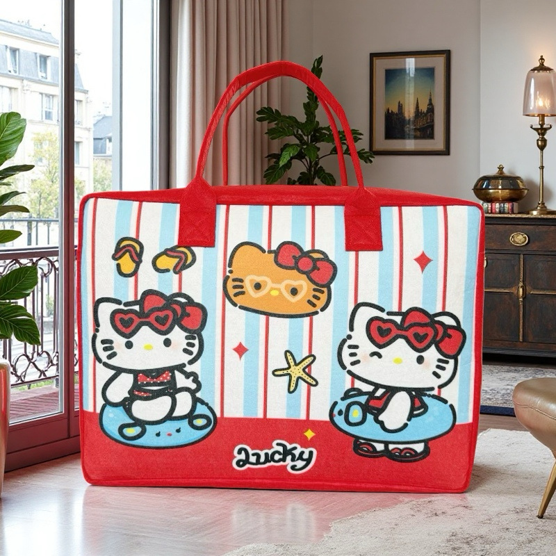 New Cartoon Felt Bag Bear Cute Travel Bag Large Capacity High-Looking Student Shopping Bag Felt Tote Bag