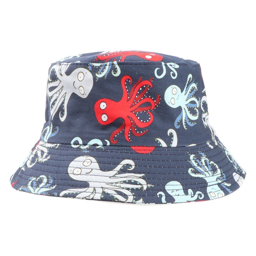 European and American new cotton cartoon printed pattern fisherman hat boys and girls outdoor sun protection sun hat fashion cute