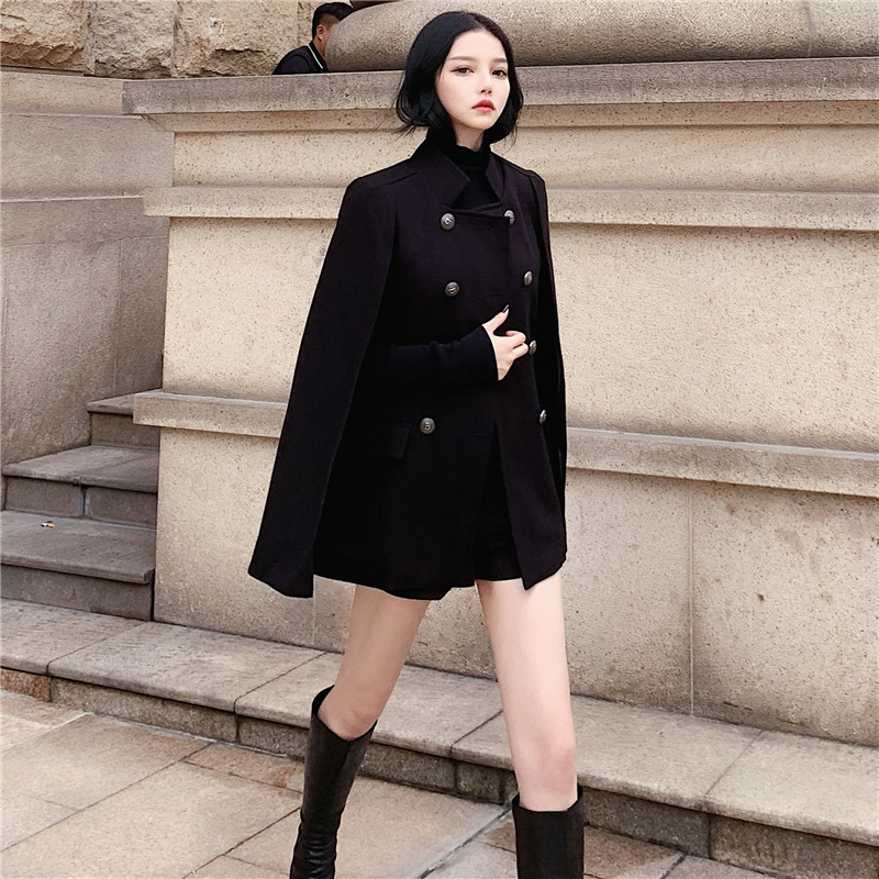 Picture of Real Shot of 2024 Autumn and Winter New Style Sense of Design Casual Elegant Design Cape Woolen Outwear Mid-Length