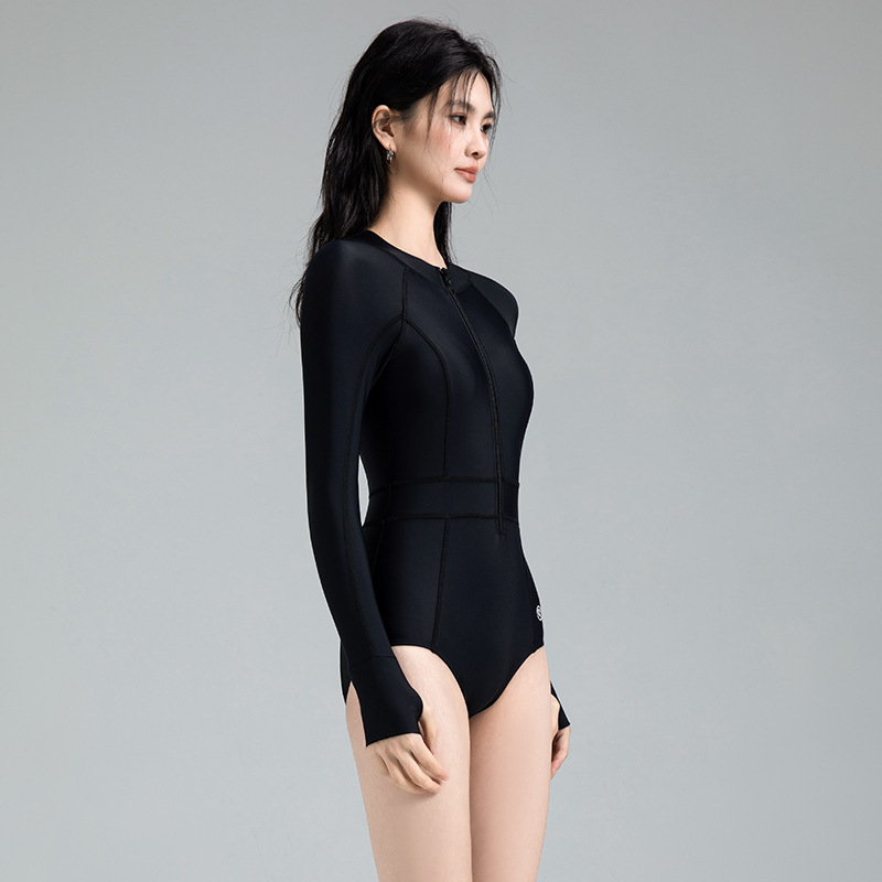 Picture of Swimsuit Women's 2025 New Style Conjoined Long-Sleeved Professional Racing Surfing Swimsuit Slight Fat Covering Meat Conservative Hot Spring Women