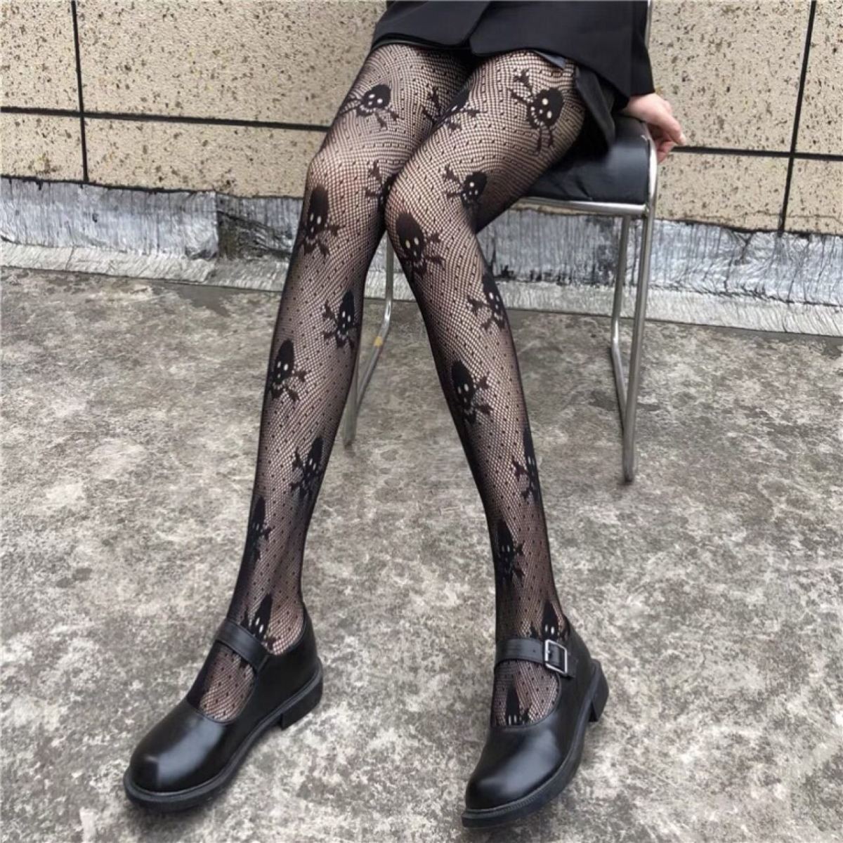 Diablo Lolita Skull Pantyhose Cool Girl Punk Pantyhose Lolita Dot Net Pantyhose