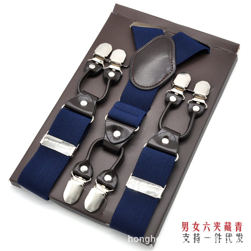 Picture of Cross-Border Supply Men's Suspenders Six-Clip Suspenders Elastic Adjustable Fat People Suspenders Men and Women Suspenders